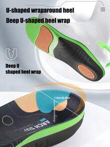1 Pasang Sol Dalam Sepatu Unisex Warna Hitam dengan Dukungan Lengkungan Kaki, Peredam Guncangan, dan Bantalan Anti-Kelelahan untuk Sepatu/Boot Jalan Kaki Sehari-hari di Luar Ruangan - Hitam - View 6