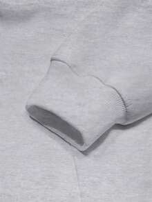 Women's Oversized White And Navy Blue 'PARK' Letter Print Sweatshirt - Oversized Loose Hoodie Sweater With Capital Letters, Crew Neck Long Sleeve Pullover, Machine Washable Layered Outfit Suitable For Back To School, Airport, And Casual Outfits 2026 - 灰色 - 查看 6