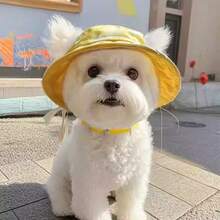 1pc Pet Dog/Cat Breathable Sun Hat, Summer Sunscreen Hat With Ear Holes, Cute & Fashionable Accessory - Multicolor - View 8