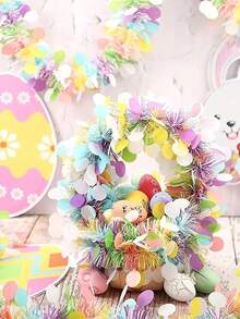 1/2 件 78 英寸金属丝花环，适用于门、树、楼梯、壁炉架、复活节派对装饰、节日庆典、主题派对、室内家居装饰 - 彩色 - 查看 9