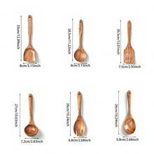 10件套木制烹饪工具套装，木制厨房用具，带收纳盒，坚固耐用，轻便耐热，厨房烘焙用品配件 - 棕色 - 查看 23