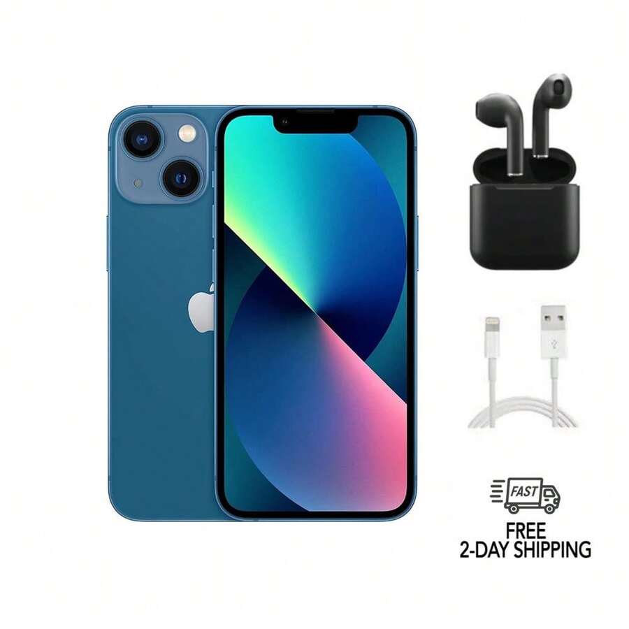 Apple IPhone 13 Mini A2481 (Fully Unlocked) 128 Blue W/ Wireless Earbuds - 藍色A級無線耳機 - 查看 1