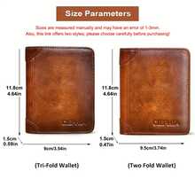 XAXRE 男士顶级真皮三折钱包，带身份证窗口，RFID 防盗刷，大容量，翻盖式身份证夹层 - 浪漫情人节男士礼物 - 真皮材质 - 适合日常使用 - 父亲节及商务人士的完美礼物