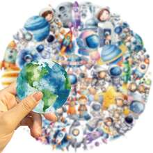 50张太空宇航员贴纸，创意涂鸦贴纸，办公用品，手机电脑贴纸，高性价比，防水，酷炫贴纸 - 彩色 - 查看 4