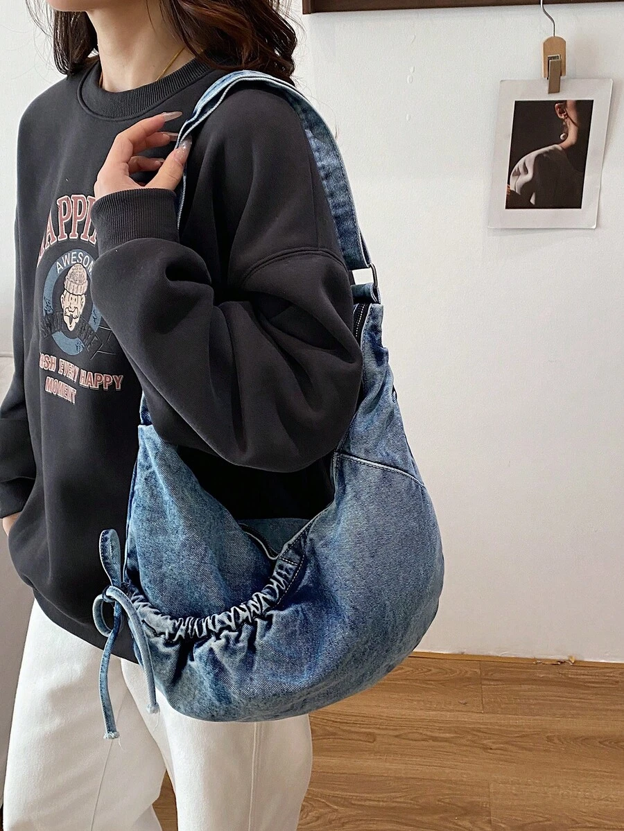 High-Quality Plaid Drawstring Dumpling Bag, Multifunctional Daily Commute Shoulder Crossbody Bag, Fashionable & Distinctive Design