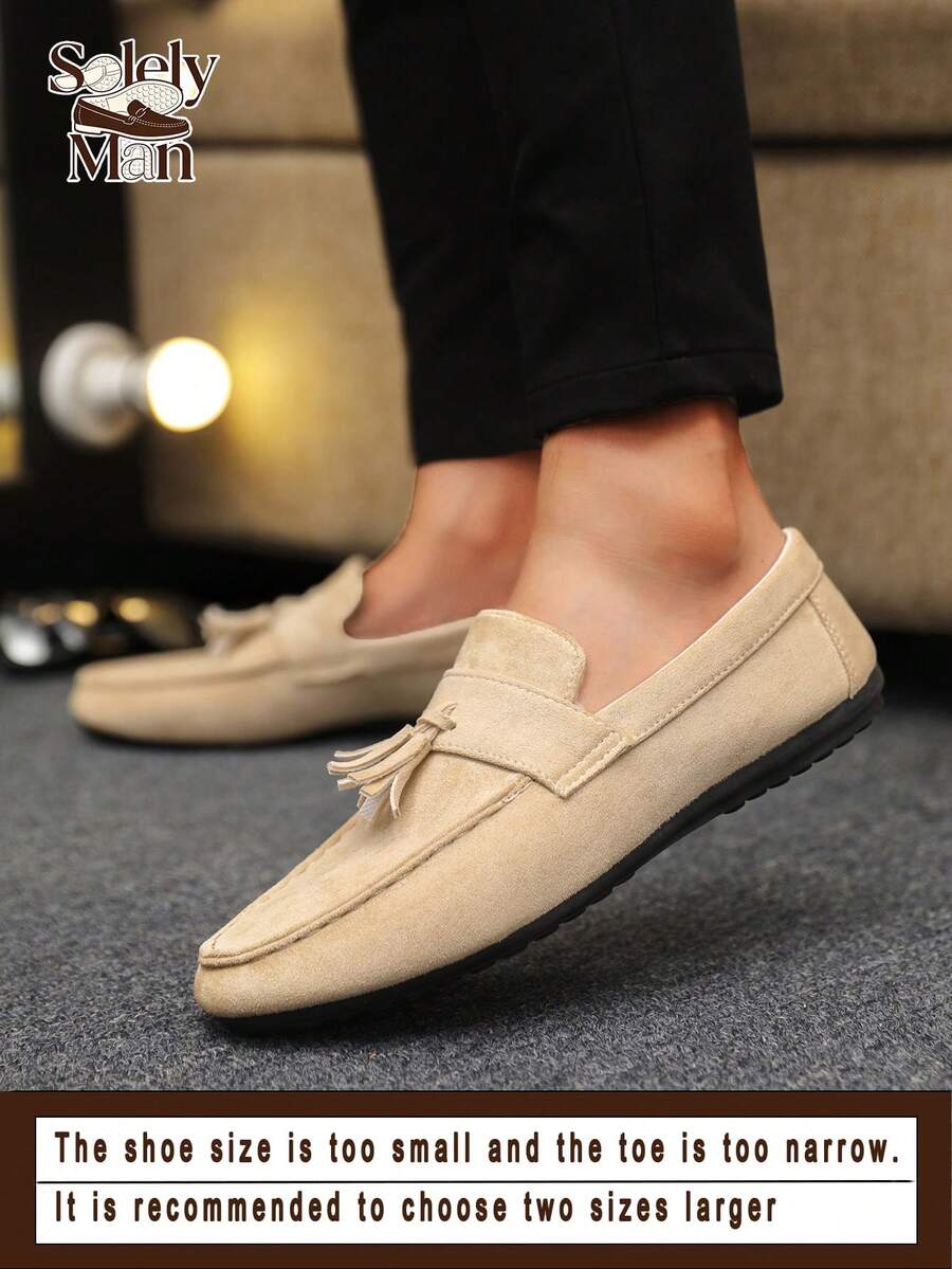 男士乐福鞋 莫卡辛鞋 休闲鞋 一脚蹬船鞋 宽松鞋 皮鞋 软底帆布鞋 平底鞋 男士正装鞋（尺码偏小偏窄，建议选购大一码），黑色 - 杏色 - 查看 1