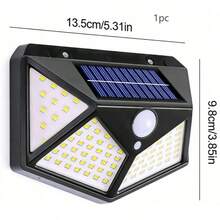 1/2/4 chiếc, 5000 Lumen, Năng lượng mặt trời, 3 chế độ chiếu sáng, Đèn tường năng lượng mặt trời cảm biến chuyển động PIR ngoài trời, Đèn năng lượng mặt trời chống nước 4 mặt 100 LED - màu đen - Xem 11