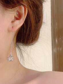 1对镂空水钻耳链，适合日常佩戴 - 銀色 - 查看 2