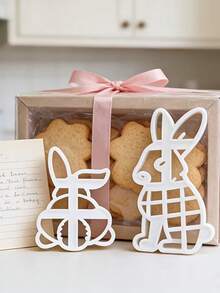 Juego de 4 piezas de cortadores de galletas de Pascua, sellos con diseño de conejo/huevo, sellos para galletas, moldes para hornear, herramientas para hacer galletas de postre, utensilios de cocina, moldes reutilizables, adecuados para manualidades DIY, regalos para fiestas de Pascua - Multicolor - Ver 11