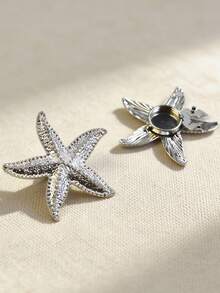 1件时尚轻奢海星袖扣，女士胸针纽扣套，时尚高端服装别针束带夹，创意海洋生物领带夹，女士配饰，女士派对轻奢气质服装袖口套，适合日常佩戴，朋友礼物，爱人礼物，家庭礼物 - 海星 - 查看 6