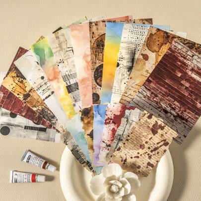 48 stuks scrapbookpapier met aquarel tie-dye thema, decoratief zelfklevend papier, ideaal als kerstcadeau, benodigdheden voor handgemaakte collages, creatieve schoolbenodigdheden voor het plannen van een scrapbook.