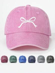 1 件刺绣蝴蝶结可调节太阳棒球帽，户外休闲防晒帽，适合春季、秋季、旅行、海滩度假，适合女士，Y2K 风格情人节 - 棒球帽 - 查看 23