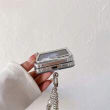 Fashionable Rhinestone Butterfly Folding Phone Case With Chain, Suitable For Samsung Galaxy Z Flip3 5G/Galaxy Z Flip 4 5G/Galaxy Z Flip 5 5G/Galaxy Z Flip 6 5G/Galaxy Z Flip 7 5G, Luxury Folding Screen Protective Cover - Multicolor - View 5
