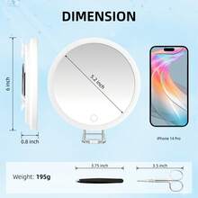 Quà tặng Ngày Valentine: Gương trang điểm có đèn LED trắng, độ phóng đại 10X, 20X, 30X, kích thước 6 inch, cầm tay nhỏ gọn, có chân đế, dùng để trang điểm, cạo râu và chăm sóc da, pin sạc 800mAh, gương trang điểm du lịch có đèn, món quà tuyệt vời nhất cho nam và nữ. - trắng - Xem 4