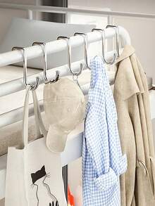 2 móc treo cửa hình chữ S bằng thép không gỉ, không cần khoan, kiểu dáng hiện đại, thích hợp cho nhà bếp, phòng tắm, tủ quần áo, dùng để treo quần áo, khăn tắm, lý tưởng cho ký túc xá sinh viên. Móc đôi hình chữ S có thể treo quần áo phía sau cửa. - Nhiều màu - Xem 5