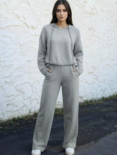 Conjunto Deportivo Moderno Sudadera Ajustada Holgado Comodidad Total Caída Suave Silueta Definida Mujer Casual Moda Femenina Vestir Popular