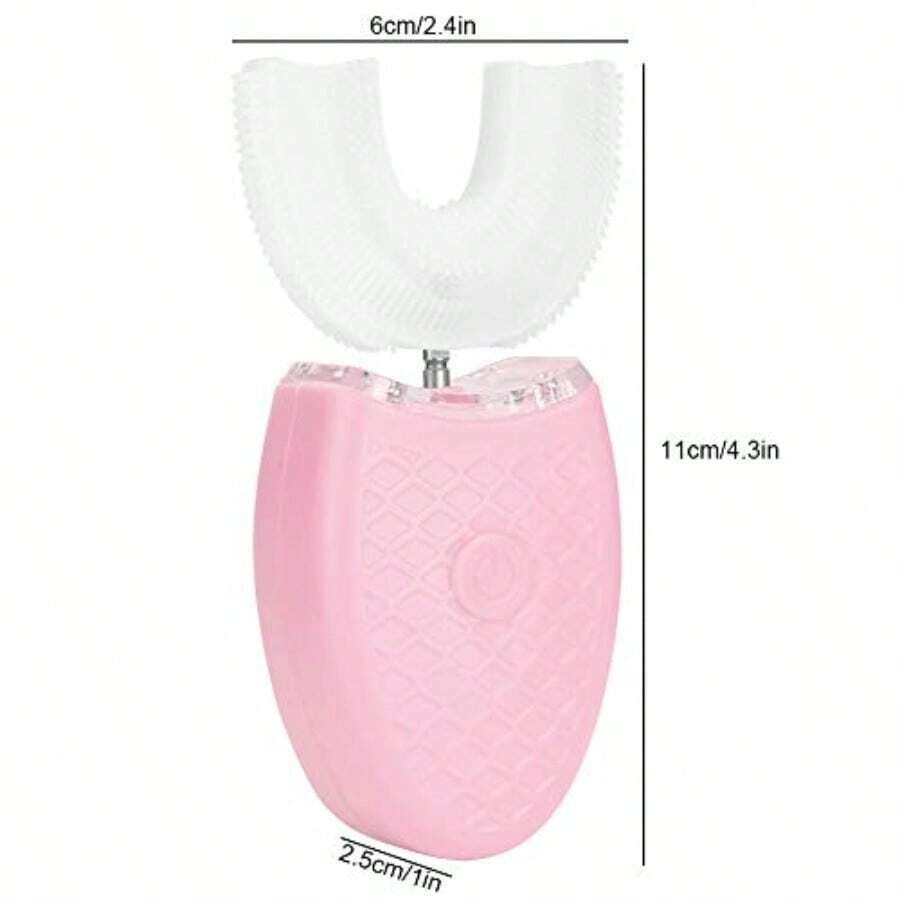 cepillo de dientes eléctrico de silicona en forma de U, recargable, a prueba de agua, cuidado bucal sónico, con 4 modos, color rosa - como en la foto - Ver 1