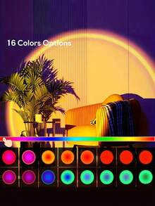 16 Color Mini Remote Control Sunset Projection Lamp, Ins Style Home Atmosphere Light To Create Dreamy Sunset Bedroom Decor Light, Suitable For Photography, Selfie, Party, Home, Living Room, Bedroom Decoration - Multicolor - View 3