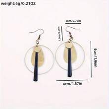 一对波西米亚风镂空圆形铜吊坠耳环，独特女士耳环，派对礼物 - 銅色 - 查看 2