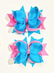 2Pcs 5 Inch Girl Hair Bow Fashionable Teenagers Hair Bows With Clips For Festivals Party - Multicolor - View 17