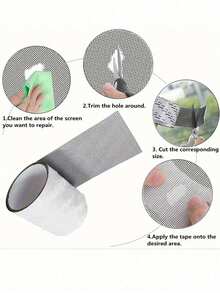 1 Roll Self-Adhesive Window Screen Repair Tape, Waterproof Mesh Patching Tape, Suitable For Dorm Doors/Curtains, Strong Adhesive Repair Tape For Fixing Damaged Screens (Note: Batch Differences May Cause Variations In Serial Number And Color. We Apologize For Any Inconvenience.)
