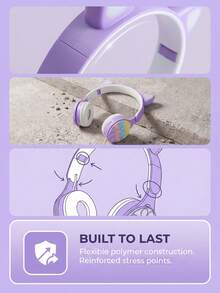 耳罩式无线耳机，可伸缩折叠设计，女性礼物，适合在线课程，缓解压力，HiFi 立体声低音，LED 灯 - 紫色 - 查看 10