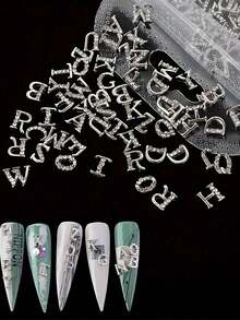 26 piezas de decoraciones de uñas con letras de rhinestone - Accesorios perfectos para uñas, suministros para uñas, gemas para uñas de mujer - Multicolor - Ver 3