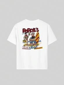 Popeye 【大力水手联名款】男童休闲印花圆领短袖T恤，夏季学生青少年服装 - 一件引人注目的T恤，为每个孩子带来欢乐和幸福！ - 白色 - 查看 3