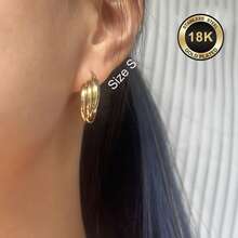 High-Quality Stainless Steel Women Hoop Earrings,Hypoallergenic 316L Ear Post,Anti-Fading Vacuum 18K Gold Plated Anti-Wear, Charming Fashionable Designer Unique Shapes Unisex Jewelry Earrings For Daily Wear Festival Vacation Parties - Gold - View 7