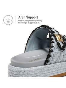 Women's Raffia Espadrilles 1.85-Inch Platform Sandals Comfortable Wedge Sandals Adjustable Buckle Cute Slide Beach Vacation Summer Shoes - Màu xanh lam - Xem 6