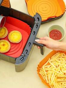 1pc/3pcs Foldable Reusable Silicone Air Fryer Liners, Non-Stick Baking Mats For Air Fryer And Baking Trays - Multicolor - View 9