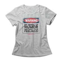 Camiseta Feminina Hurt Your Feelings Studio Geek Casual Mescla Cinza - Cinza - Visão 1
