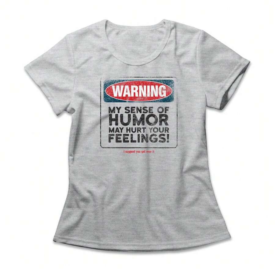 Camiseta Feminina Hurt Your Feelings Studio Geek Casual Mescla Cinza - Cinza - Visão 1
