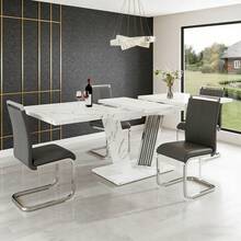 Dining Tables - White + MDF+Metal - View 1