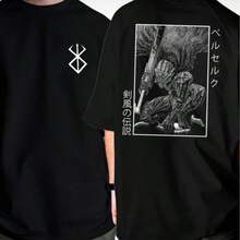 Oversized Cotton Anime  Guts Streetwear Unisex T-Shirt - Đen 7 - Xem 1