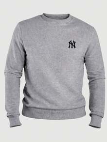 NY Crew Neck Sweatshirt Unisex Cotton Jacket For Men And Women - 灰色 - 查看 1