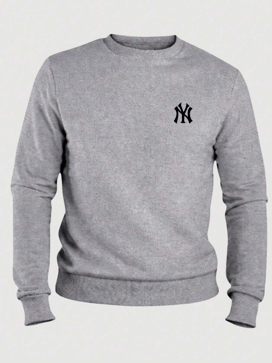 NY Crew Neck Sweatshirt Unisex Cotton Jacket For Men And Women - 灰色 - 查看 1