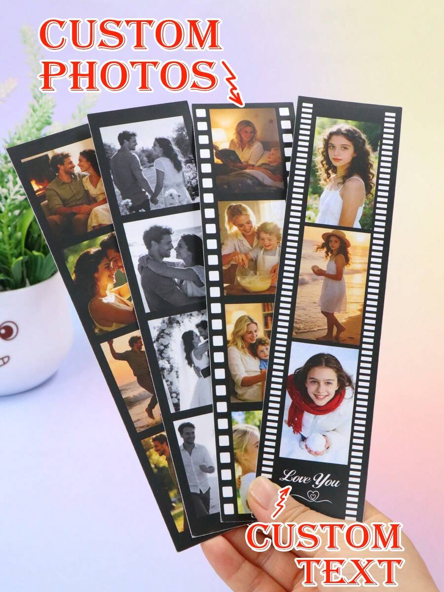 LICVIC Tira de fotos personalizada, marcapáginas personalizados, tira de cabina de fotos personalizada, tira de película, impresiones personalizadas de cabina de fotos, marco para tira de cabina de fotos, regalo personalizable de Día de San Valentín, aniversarios, regalos de pareja, moda, familia, amigos, regalo único - Estilo A - Ver 1