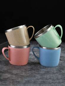 2pcs Stainless Steel Double-Layer Insulated Milk/Coffee Breakfast Mugs - Multicolor - View 5