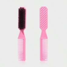 3pcs Baby & Kids Styling Brush Set - Pointed Tail Brush, Hair Brush, Eyebrow Brush, Edge Brush, Hairstyling Tools, 3-In-1 Set, Double-Sided Comb Combo - Multicolor - View 3