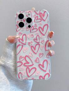 1pc Heart Pattern, Card Slot Transparent Shockproof Phone Case, TPU Material Can Be Given As Holiday Gift, Holds Photos, Cards, Suitable For IPhone XS/XS Max/XR/11 12 13 14 15 16 Pro/Pro Max/14 15 16 Plus/17 - Clear - View 1