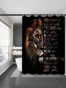 1/3/4 pièces Ensemble de rideaux de douche puissant Lion, ensemble de salle de bain stylé masculin de la faune africaine dorée avec rideaux de douche et tapis, rideaux de douche avec citation motivante, avec ensemble de tapis de bain et 12 crochets, décoration de salle de bain, convient pour la salle de bain et la décoration de la pièce, accessoires de salle de bain idéaux pour cadeau de vacances, décoration de salle de bain pour la rentrée scolaire - Noir - Voir 26