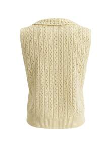 Women's Casual Crochet Hollow Out Sleeveless Knit Tank Top - Yellow - View 8