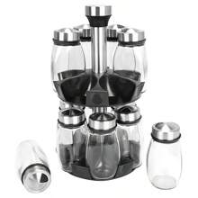 Revolving Spice Rack Organizer Storage For Kitchen, Spice Stand Holder, Spinning Countertop Herb And Spice Rack Organizer With 6/12 Glass Jar Bottles Set - màu đen - Xem 12
