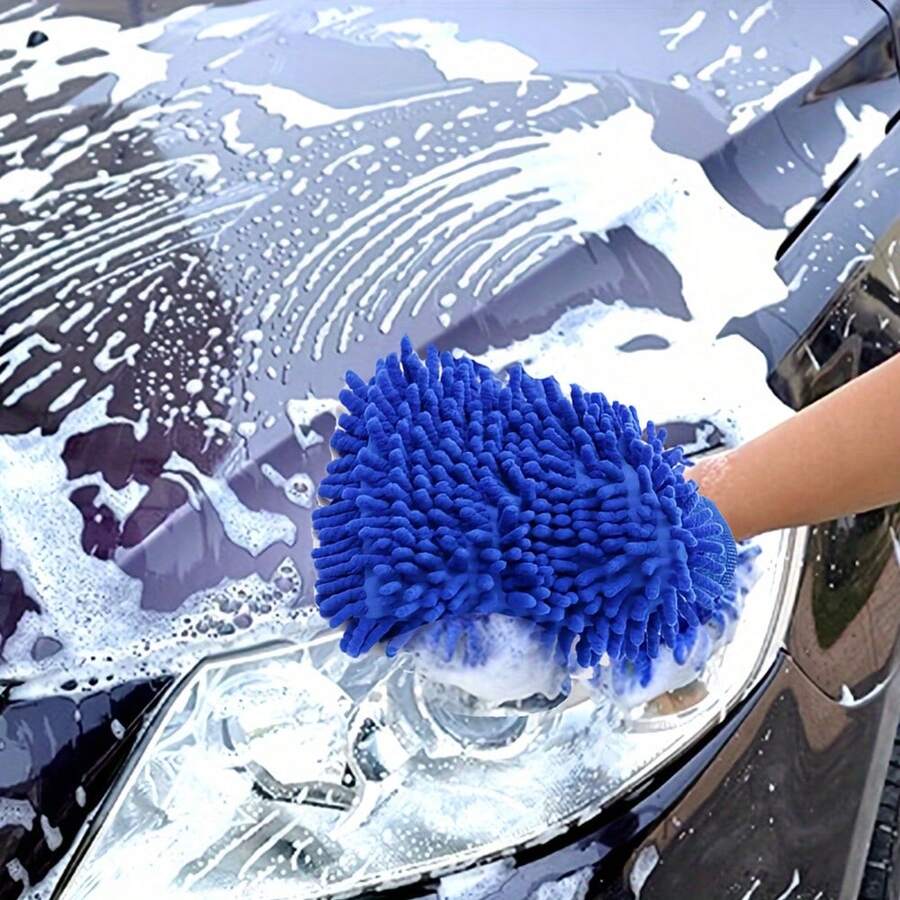 Soft Microfiber Car Cleaning Gloves - Won't Scratch, Plush Chenille Car Wash Gloves, Auto Detailing Cleaning Tool, Towel Gloves - A - View 1