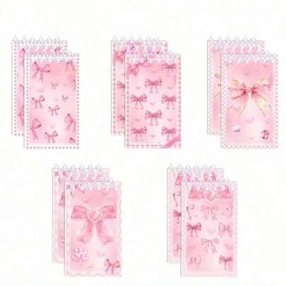 5pcs/10pcs /20pcsMini Notebooks, Pink Bow Princess Theme With Heart Accents, Mixed Styles - Home And Office, Valentine'S Day And Birthday Gifts, Home Office Supplies Princess Theme Design Binding, Cute Notebooks