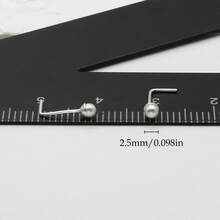 3件套简约925纯银鼻钉，2.5毫米圆形珍珠L形鼻环，适合女性佩戴 - 銀色 - 查看 2