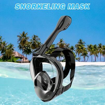 Máscara de snorkel de cara completa de 180°: máscara de snorkel de cara completa con vista despejada, sello a prueba de fugas, parte superior seca, correa de muñeca para cámara de acción, diseño antivaho, nuevos orificios de ventilación. Diseñada para buceadores adultos, esta máscara panorámica seca de snorkel completa es perfecta para el snorkel en la playa, la exploración de arrecifes de coral tropicales y los deportes acuáticos de verano. El regalo perfecto para los entusiastas del buceo. Equipo de buceo, accesorios de buceo, suministros de snorkel, máscara de buceo, gafas de buceo.