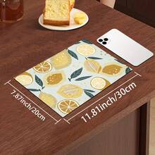 1pc Lemon Pattern Diatomaceous Earth Absorbent Drying Mat, Kitchen Countertop Drain Mat, Coffee Machine Mat, Pour Over Coffee Pot Mat, Bowl Dish Cup Drying Mat, Non-Slip Backing Heat-Resistant Kitchen Mat, Dining Table Mat, Breakfast Mat, Washing Machine Mat, Home Kitchen Dining Table Coffee Shop Bar Decor Mat, Holiday Party Housewarming Gift - Multicolor - View 15