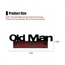 2PCS Old Man Edition Car Emblem Sticker - 3D Metal Sticker Badge Decal Car Fenders Side Rear Tailgate Bumper - Funny Edition Nameplate Decal Truck SUV BlackRed - BlackRed - 查看 3